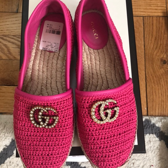 Gucci Shoes - Gucci Pearl GG Espadrille-NIB